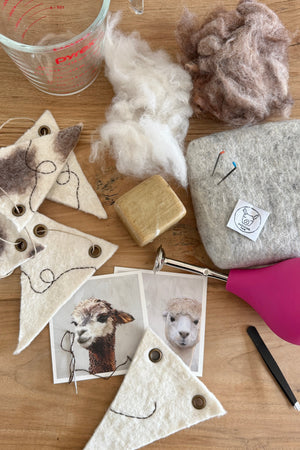 workshop - felting - alpaca bunting